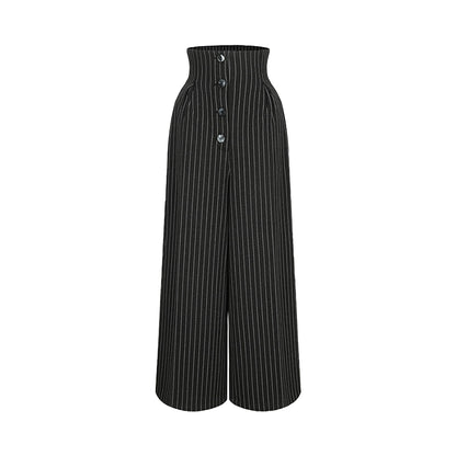 Le Palais Vintage  Black and White Striped Slim Short Jacket Wide/leg Pants-DIO.