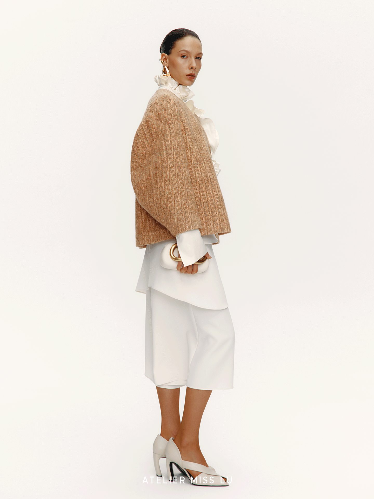 ATELIER MISS LU sleeve sheep wool-blend knitted jacket - SHUDDER