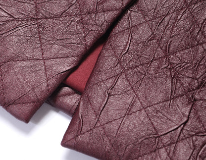 WANGXO | Raw Sheepskin-Pressed Leather High-Waisted Quilted Mini Skirt -TESA.