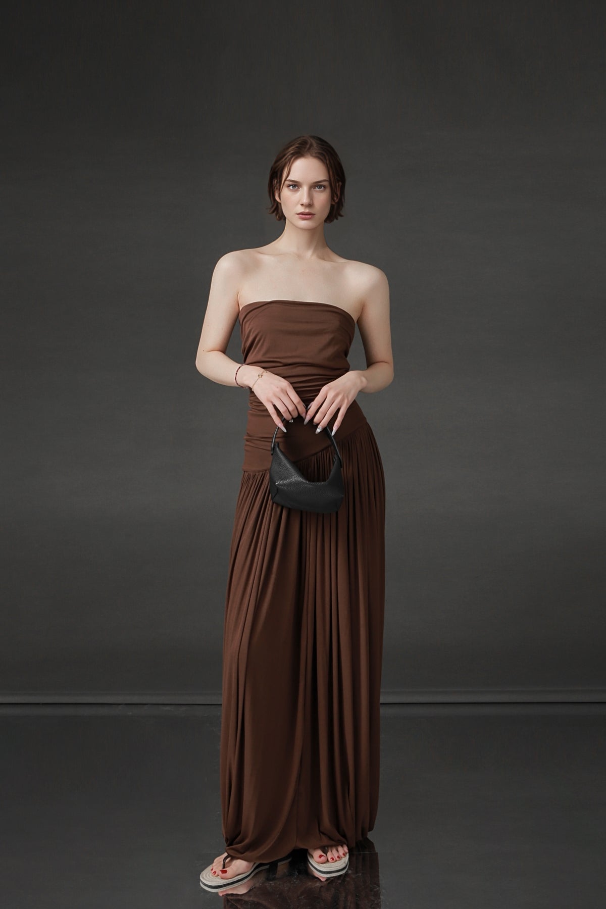 PIAOIN design pleated bandeau  women's cross-cut premium sundress -ARABELLA