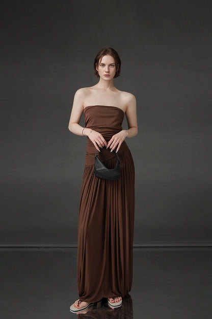 PIAOIN design pleated bandeau  women's cross-cut premium sundress -ARABELLA