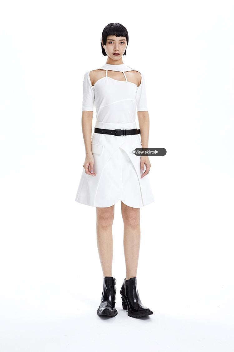 TINY IN irregular cut-out slim short sleeve women's top -SIXY