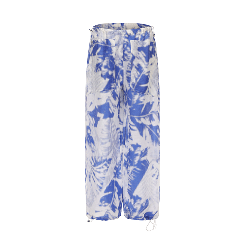 ATELIER MISS LU Printed Mulberry Silk And Linen-blend Pants- ARIA.