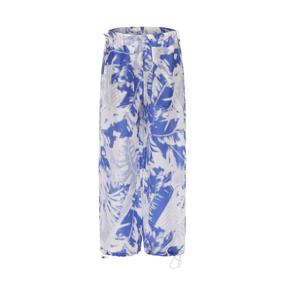 ATELIER MISS LU Printed Mulberry Silk And Linen-blend Pants- ARIA.