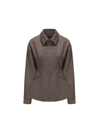 ATELIER MISS LU silhouette hem wool waist-cinching zip-up jacket - TOVE.