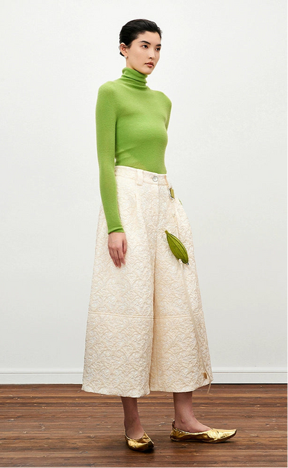 ZHUCHONGYUN Green Turtleneck Slim Knit Top-ARSENE.