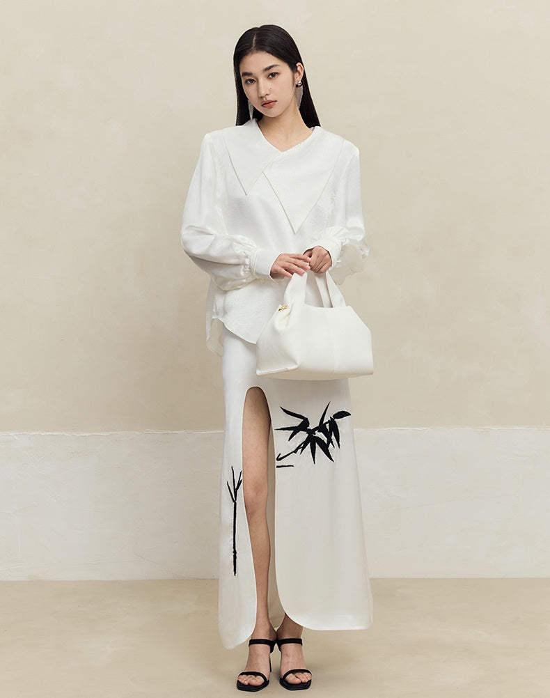 HECO Anti-Wrinkle Acetate black white maxi Skirt Women - where.