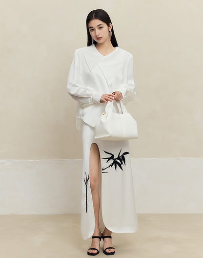 HECO Anti-Wrinkle Acetate black white maxi Skirt Women - where.