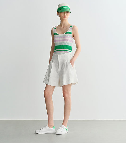 COMME MOI  summer colorful striped skinny wool knit vest top - HAZEL.