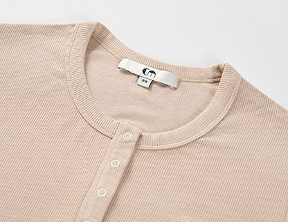 COMME MOI Lu Yan designer new women's Henry collar base shirt slim T-shirt - BLESSED.