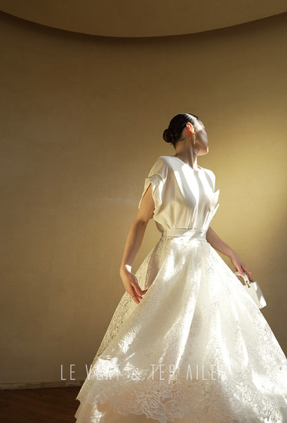 LE VENT&TES AILES  handmade Lush 100 cotton 3d flower short-sleeved top-Lyra