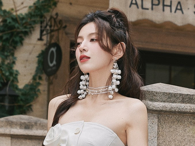 DOLLY Luxury Palace Style Flower Bud Tassel Chic Earrings-DALAL