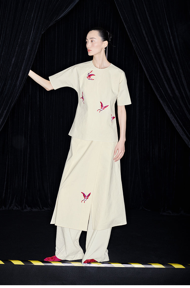 M essential Mackay designer butterfly embroidery short-sleeved top  pant skirt suit - baby.