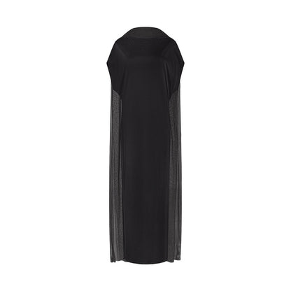 TUYUE black elegant slim trailing maxi side slit dress- TANE.