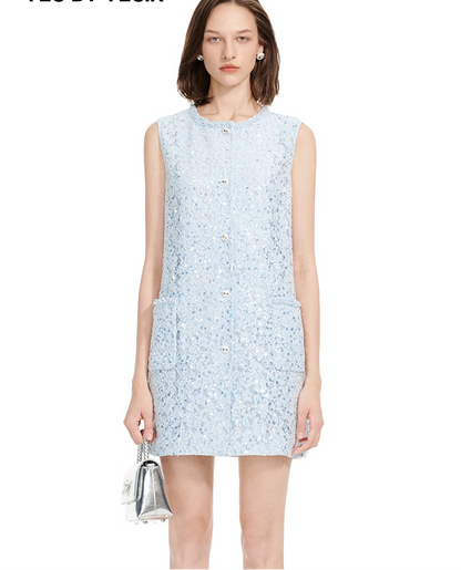 YES BY YESIR | Ye Qians Sequin-Laced Sleeveless Dress -LUMARIA.