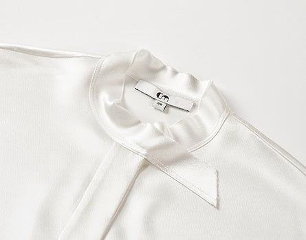 COMME MOI Lu Yan Designer New Women's Half Placket Strip Top Satin Shirt - SAINTS .