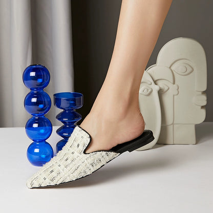 B-FEI flat European and American mules with low heel slippers-RIN.