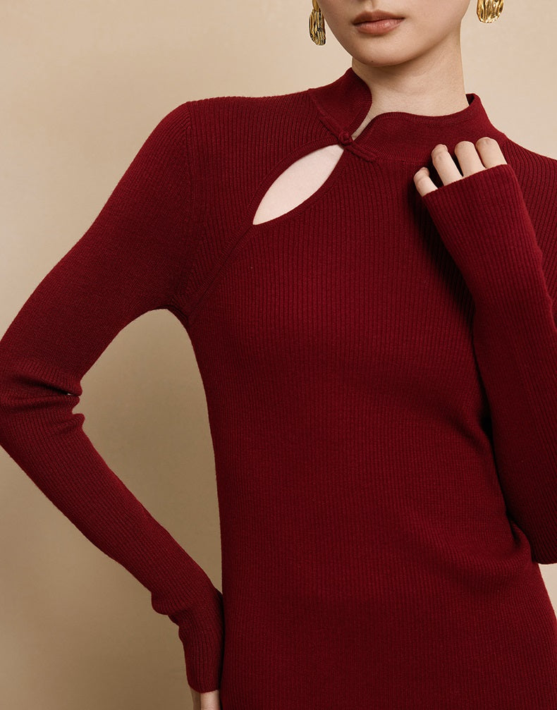 HECO Stand Collar red black white apricot Slim Bottom top Spring - treat.