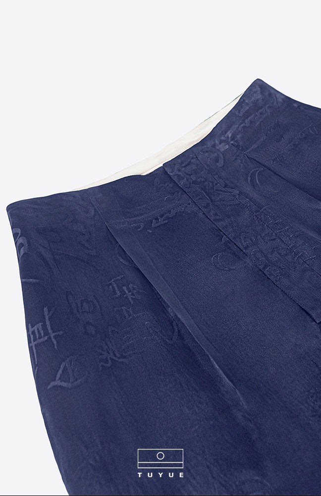 TUYUE Calligraphy Satin Weaving Straight Casual Pants - MINHO.