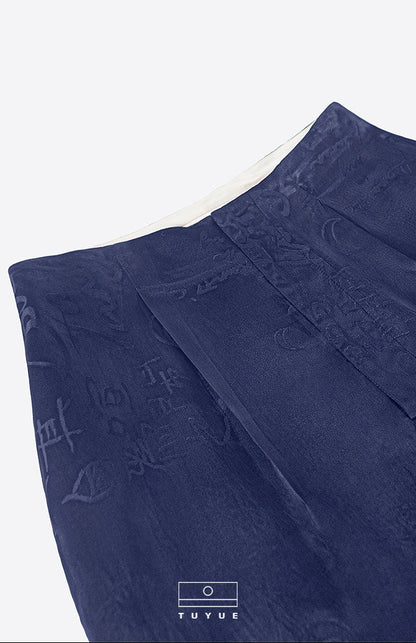 TUYUE Calligraphy Satin Weaving Straight Casual Pants - MINHO.