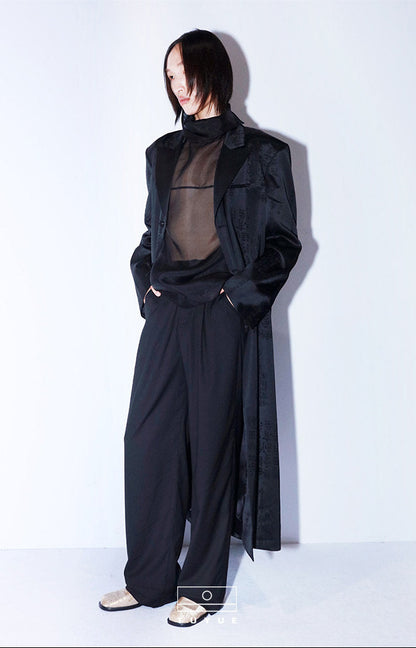 TUYUE silk light and transparent breasted long-sleeved shirt- AMBER.