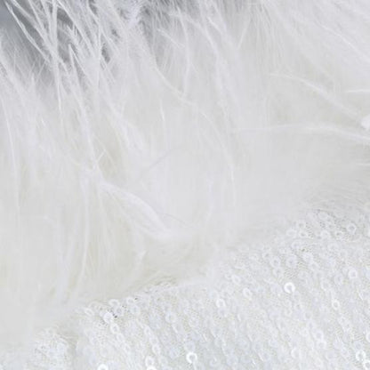 DOLLY White Feather Tube Top Sequin Slim Fit Long Dress-STEPH