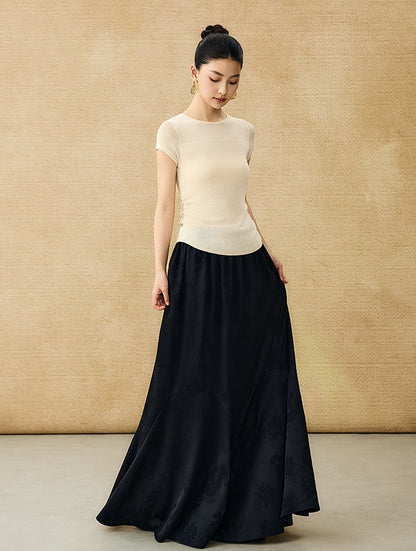 HECO Chinese Style Acetate Jacquard Elasticated High-waisted Fishtail Skirt - BETH.