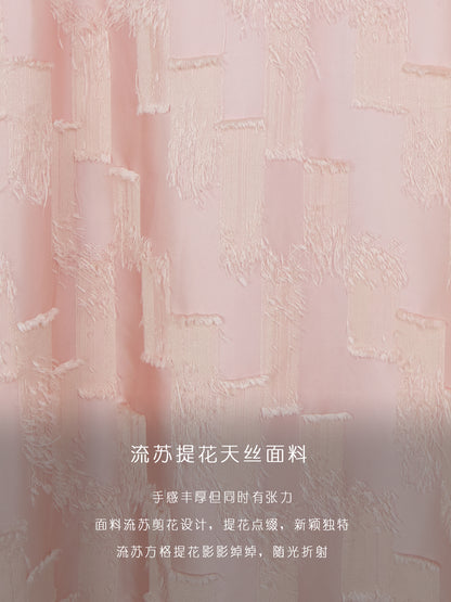 HECO jacquard loose thin wide-leg high waisted black pink apricot PANTS women - PURPOSE.