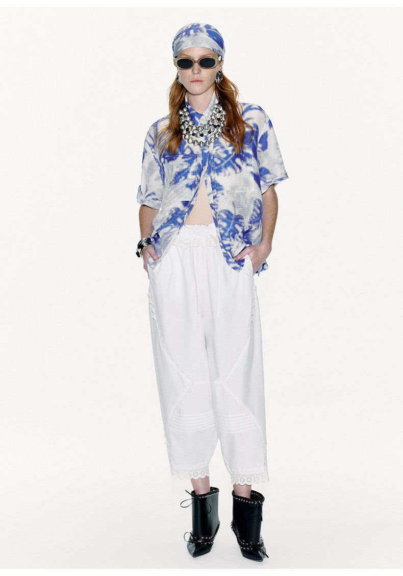 ATELIER MISS LU Printed Mulberry Silk And Linen-blend Top - LEVIIN.