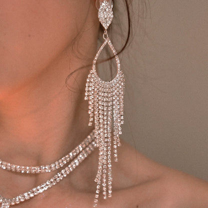 DOLLY High End Rhinestone Tassel Clip Earring-ARIA