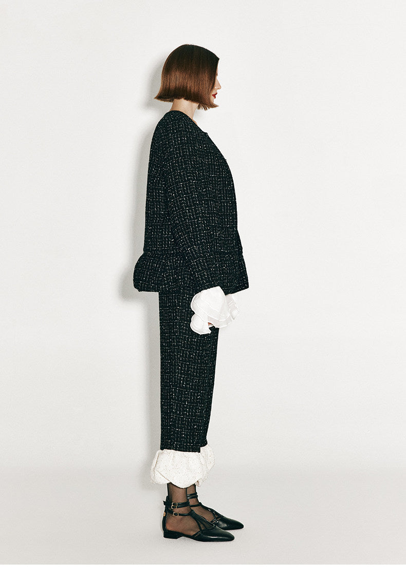 ATELIER MISS LU Fall/Winter Sequin Bud Hem Straight-leg Pants - HEAVEN