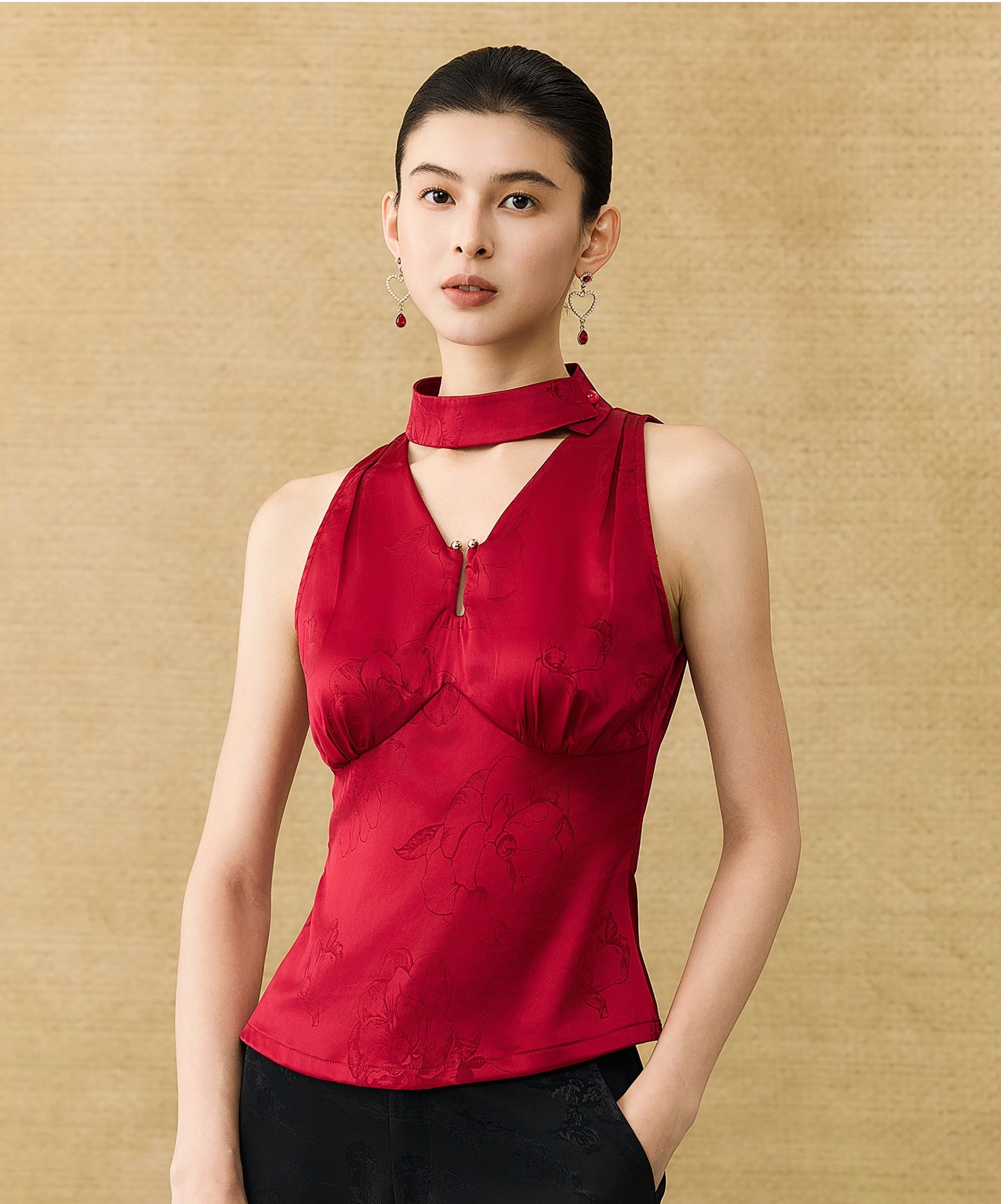 HECO Chinese Acetate V-Neck Waist Small Vest Top - ZEPH.