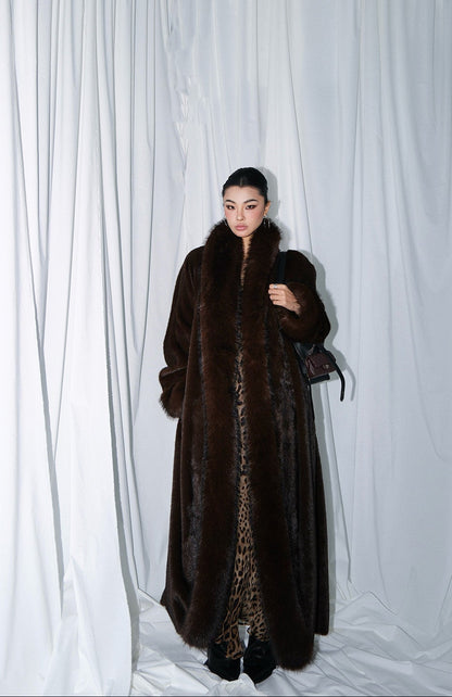 MEI SANGUAN chocolate French retro eco-friendly fur coat - MAYA