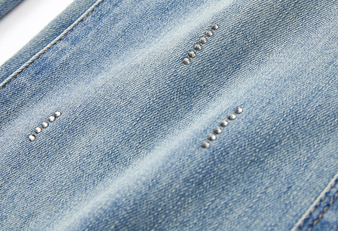 CHICHY chic bootcut high-waisted thin light blue long pants-SALLY