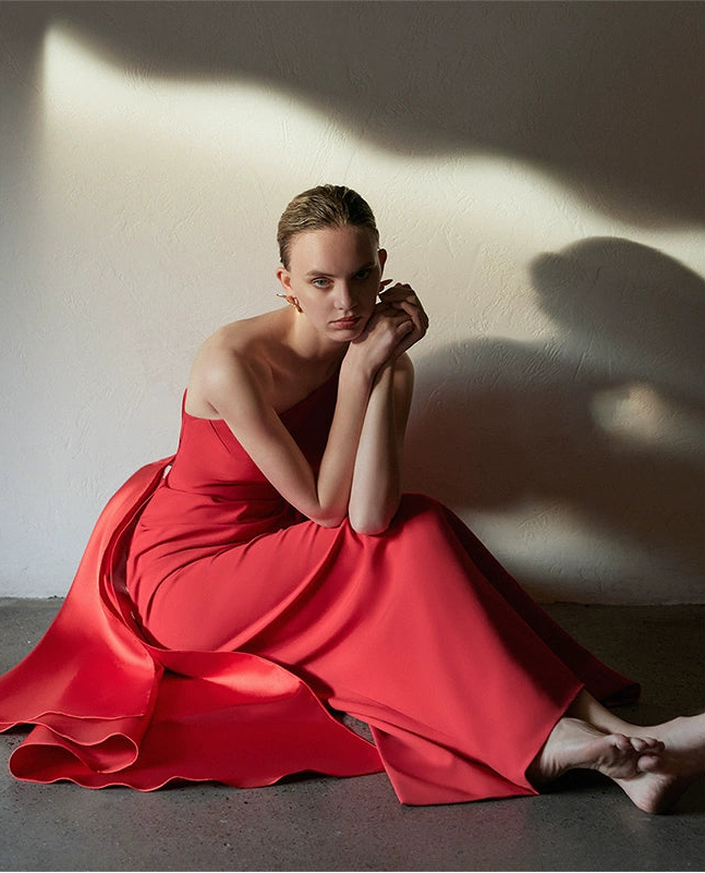 GOUDIN women's red engagement light luxury dress-EVE.