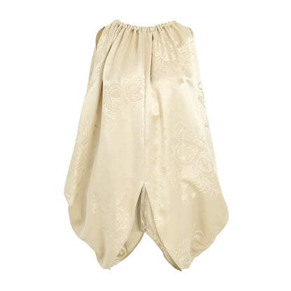 ZHUCHONGYUN Jacquard Drawstring Mulberry Silk Top-MAROON.