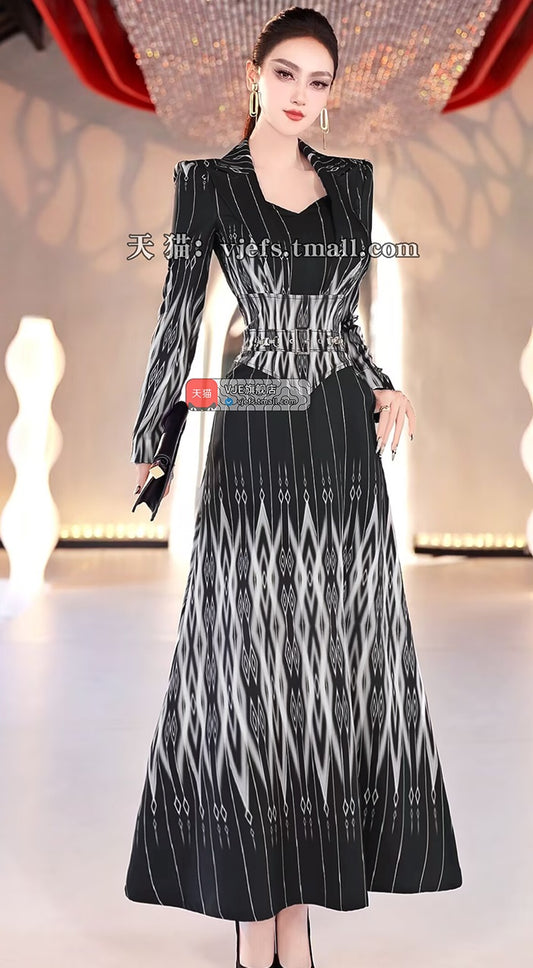 VJE  Fake Two Pieces Long Sleeve Dress - ACE.