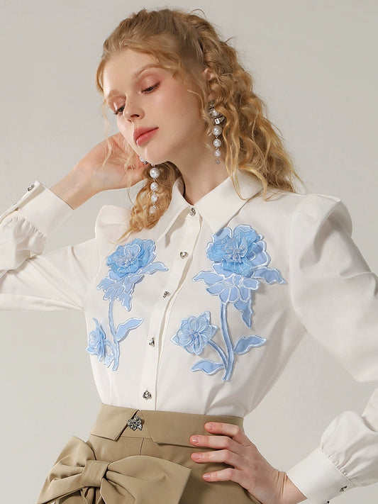 CHECOCRE Elegant White and Blue Contrasting Suit Shirt Khaki - KYLE