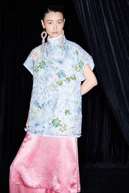 M essential Ma Kay designer Jiyi embroidery silk hand-dyed embroidery top - FEGI.