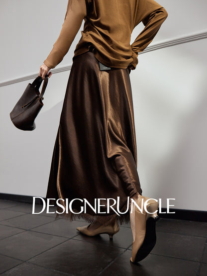 DGU "Gilded" high-waisted skirt acetate velvet drape - Kyla.