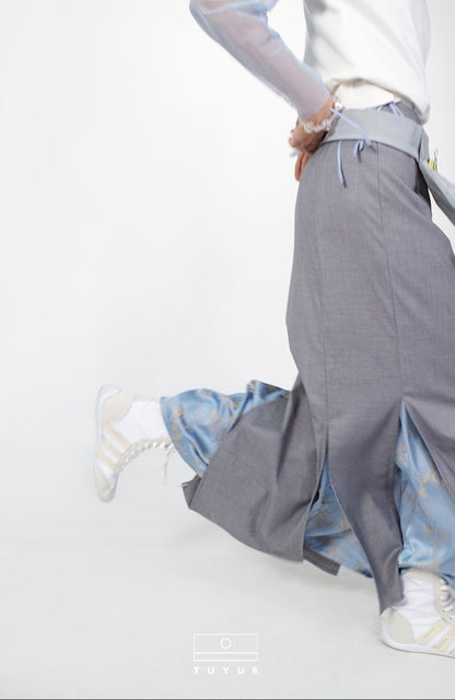 TUYUE  Black Slim Slit Jacquard Skirt- SOKKA.