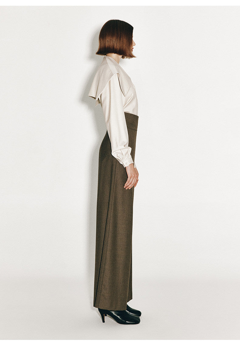 ATELIER MISS LU Cotton Wool Wide-leg Pants - PEPPER