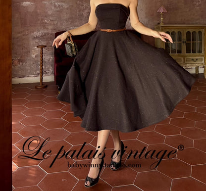 Le Palais Vintage Brown Mink Slim Jacket, Fishbone Skirt-LEE.