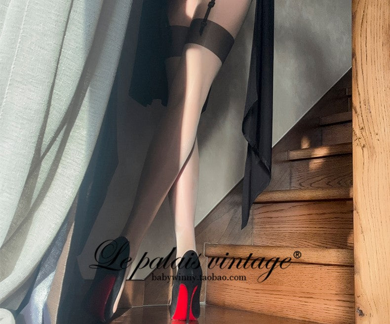 Le Palais Vintage High End Sexy Fake Garter Transparent Skin Open Pantyhose-Gracia