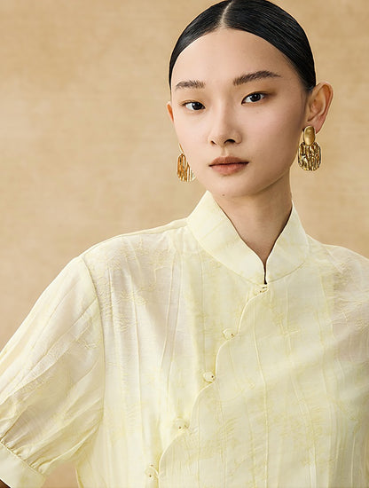 HECO Chinese style jacquard bubble summer silk cross-body top - PERFECT .