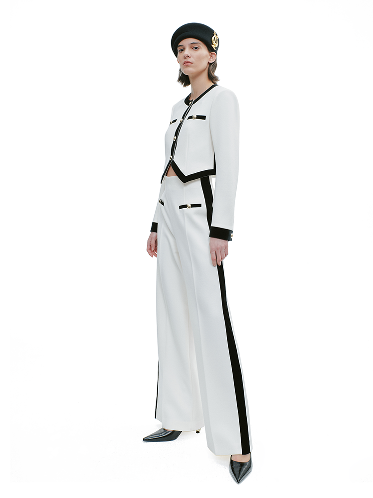 YES BY YESIR Luxury Contrast Short Jacket and Pant Set - CIRCLE.