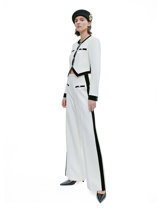 YES BY YESIR Luxury Contrast Short Jacket and Pant Set - CIRCLE.