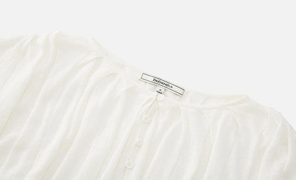 ZHUCHONGYUN crew neck spherical loose pinch knit top--RIKA.