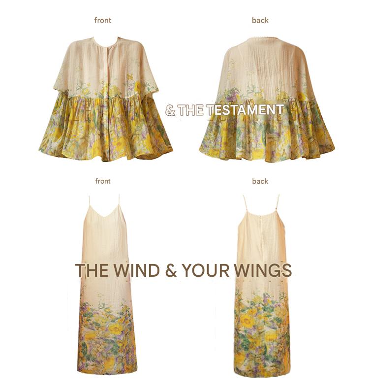 LE VENT&TES AILES Artistic 100% Silk  floral Printed Dress - NINA