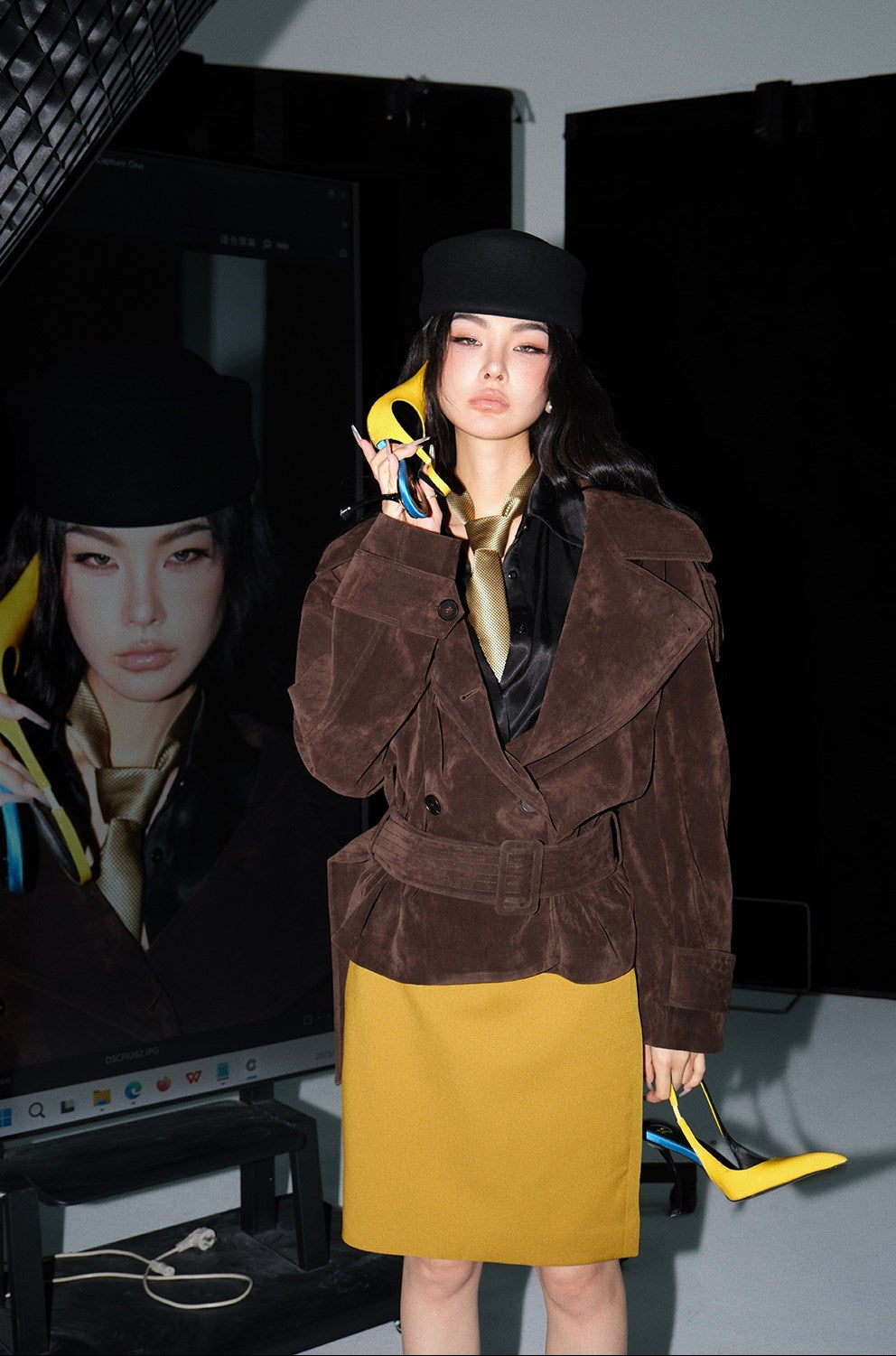 MEI SANGUAN Brown retro double-breasted short jacket - CADEN